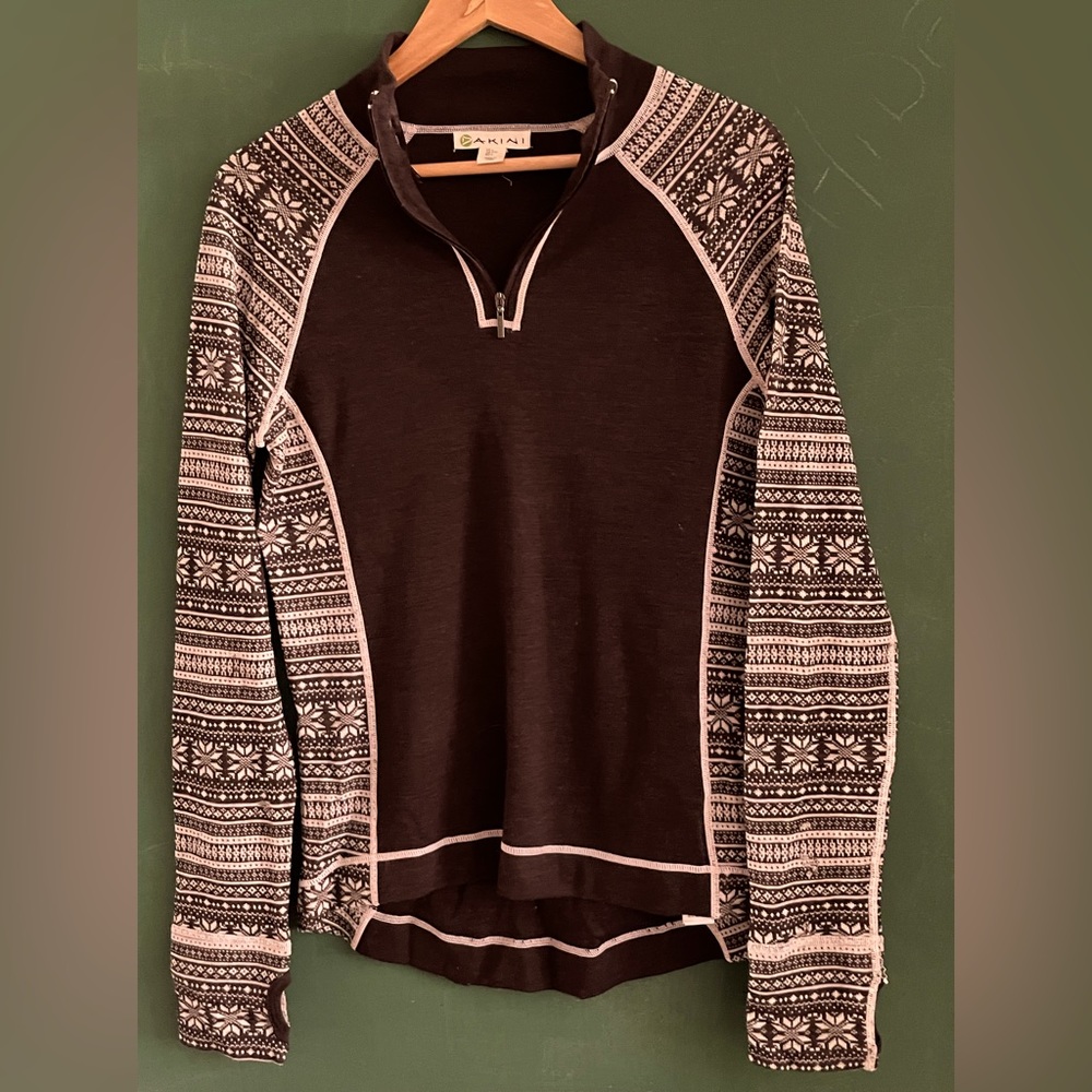 Winter sweater, pale pink and brown